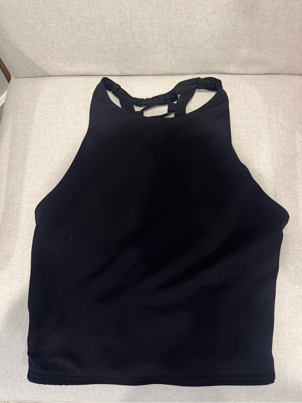 ALO Yoga Black High-Neck Strappy Back Tank